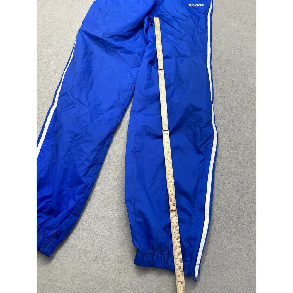 Vintage Adidas Nylon Track Pants Mens Small Blue White Stripe Windbreaker 90s